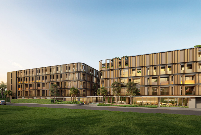 Façades and pool of The Zero Nai Yang complex